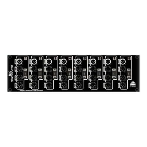 Splitter de micrófono pasivo de 8 canales en rack: entrada, enlace, 2 salidas aisladas y levantador de masa – Pínanson SAR
