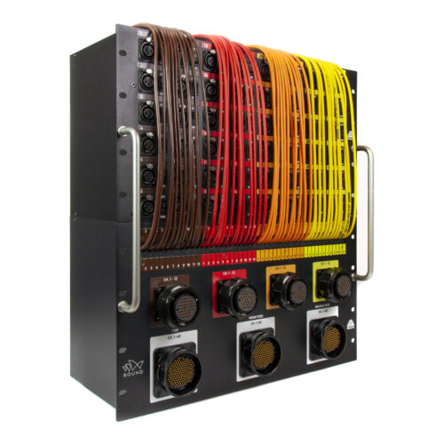 Splitter de micrófono de rack con cableado interno por colores y salidas en conectores multipin – Pínanson SAR