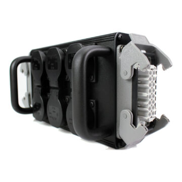 Distribuidor de corriente multipin con asas, bases con tapa y multipin tipo Harting