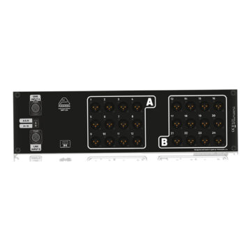 Splitter de prensa pasivo 1:24 en rack 3U: 2 entradas XLR A/B y 24 salidas XLR aisladas en 2 grupos &ndash; P&iacute;nanson SPP