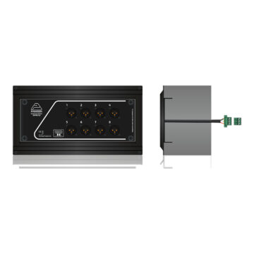 Splitter de prensa pasivo de pared 1:8 con caja y entrada por regleta de bornas: 8 salidas XLR aisladas &ndash; P&iacute;nanson SPP