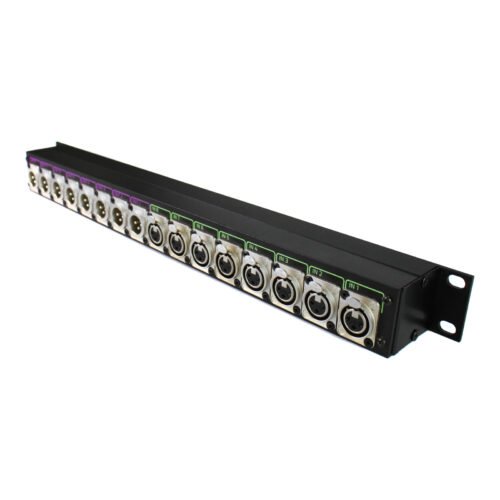 Adaptador AES/EBU a AES3id en rack 1U: 8 entradas XLR y 8 salidas rotuladas