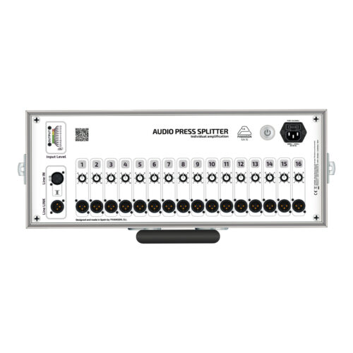 16-output active press box splitter in flight case with gain per output, input level and line link &ndash; Pinanson SAI