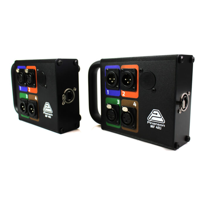 Cajetines de escenario RJ45: 4 XLR por colores y etherCON para llevar 4 canales de audio por cable de red &ndash; P&iacute;nanson MF 4RJ