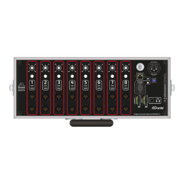 SMC-16 Dante press box splitter in flight case: 16 isolated XLR outputs, gain, Dante and XLR input – Pinanson SA SMC Dante